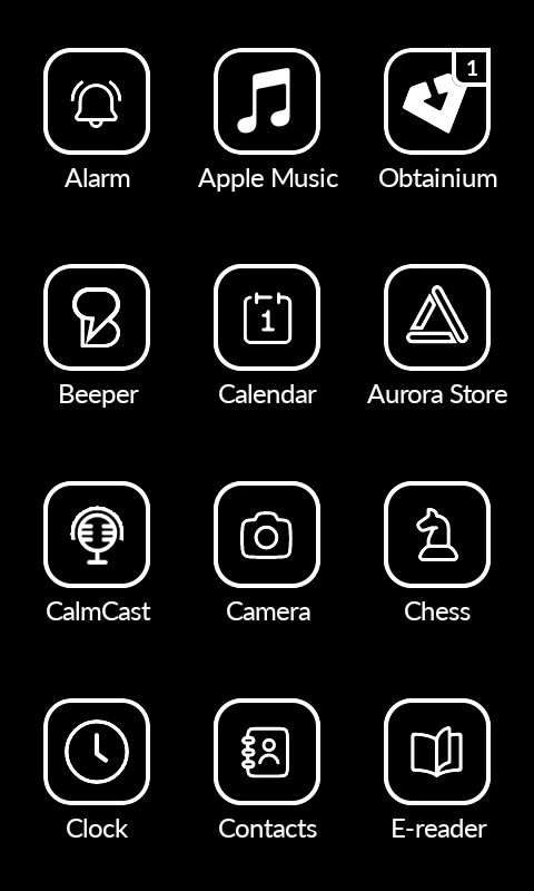 Dark mode app grid